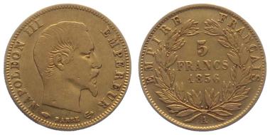 Preview: Frankreich 5 Francs 1856 A - Napoleon III.